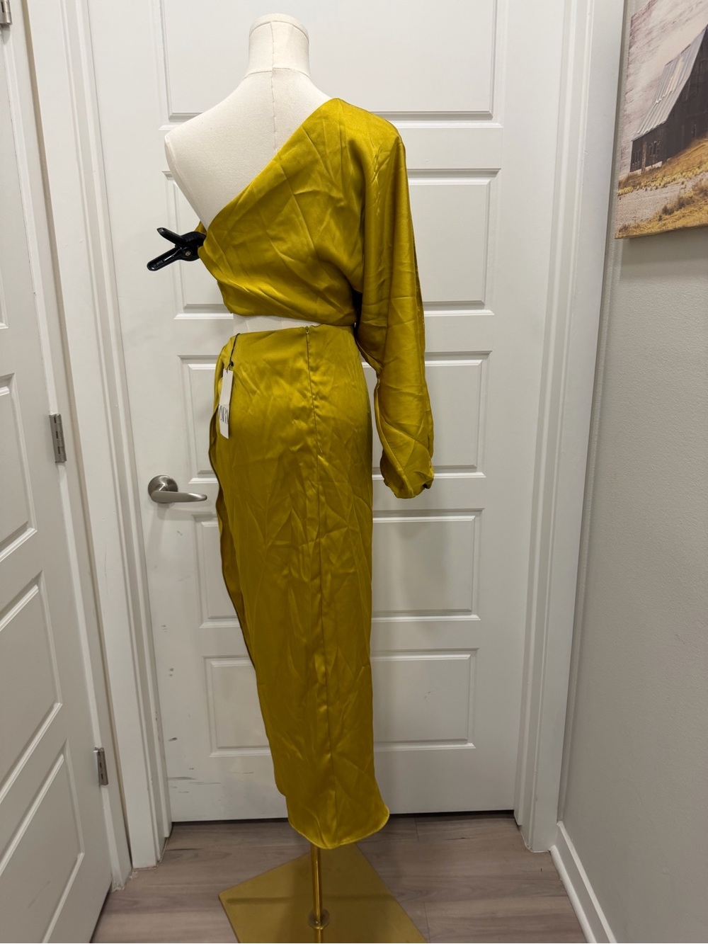 Zara One-Shoulder Draped Set in Mustard - Picture 8 of 9